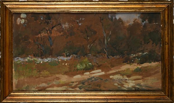 Umberto Coromaldi : Il sentiero nel bosco  - Asta Dipinti del XIX e XX secolo - Associazione Nazionale - Case d'Asta italiane