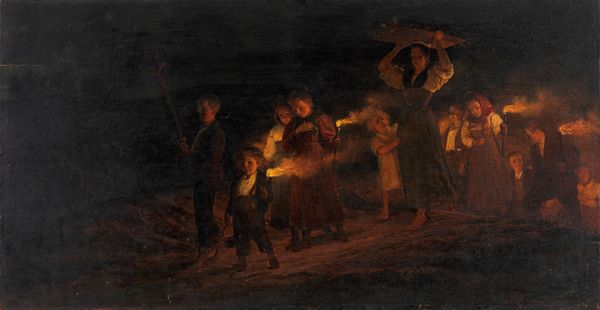 Scuola italiana seconda metà del XIX secolo : Processione notturna  - Asta Dipinti del XIX e XX secolo - Associazione Nazionale - Case d'Asta italiane