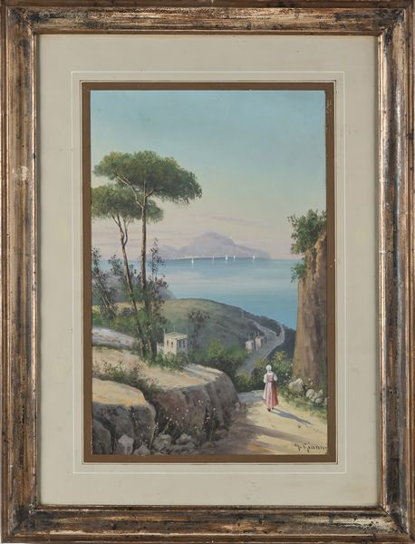 U. Gianni (Scuola napoletana fine del XIX inizi del XX secolo) : Veduta di Capri dalla penisola sorrentina  - Asta Dipinti del XIX e XX secolo - Associazione Nazionale - Case d'Asta italiane