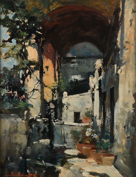 Ezelino Briante : Una terrazza assolata  - Asta Dipinti del XIX e XX secolo - Associazione Nazionale - Case d'Asta italiane