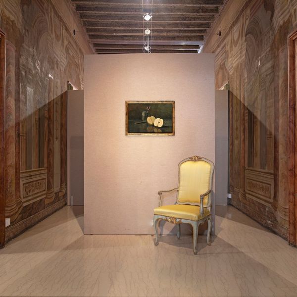 Dante Ricci : Natura morta con due mele, coltello e fiore in un bicchiere.  - Asta Dipinti del XIX e XX secolo - Associazione Nazionale - Case d'Asta italiane