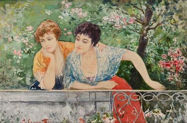 Pietro Scoppetta : Le curiose  - Asta Dipinti del XIX e XX secolo - Associazione Nazionale - Case d'Asta italiane