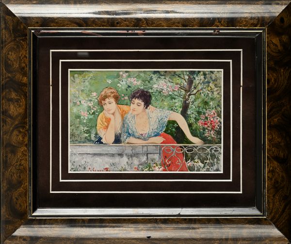 Pietro Scoppetta : Le curiose  - Asta Dipinti del XIX e XX secolo - Associazione Nazionale - Case d'Asta italiane