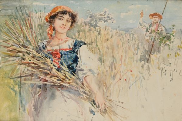 Pietro Scoppetta : La raccolta del grano  - Asta Dipinti del XIX e XX secolo - Associazione Nazionale - Case d'Asta italiane