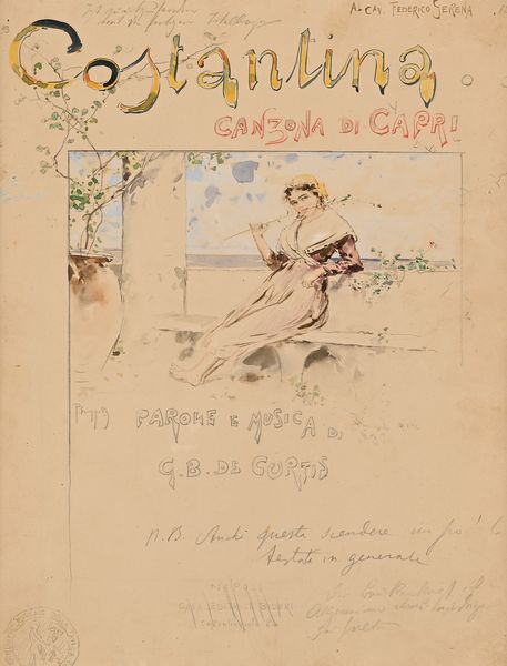 Pietro Scoppetta : 'Costantina, Canzona di Capri'  - Asta Dipinti del XIX e XX secolo - Associazione Nazionale - Case d'Asta italiane