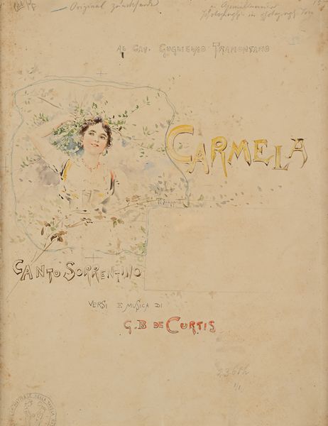 Pietro Scoppetta : 'Carmela, Canto Sorrentino'  - Asta Dipinti del XIX e XX secolo - Associazione Nazionale - Case d'Asta italiane