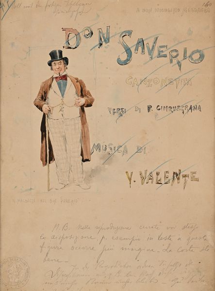 Pietro Scoppetta : 'Don Saverio, canzonetta'  - Asta Dipinti del XIX e XX secolo - Associazione Nazionale - Case d'Asta italiane