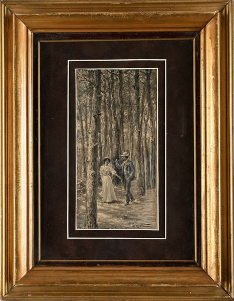 Pietro Scoppetta : La passeggiata nel bosco  - Asta Dipinti del XIX e XX secolo - Associazione Nazionale - Case d'Asta italiane