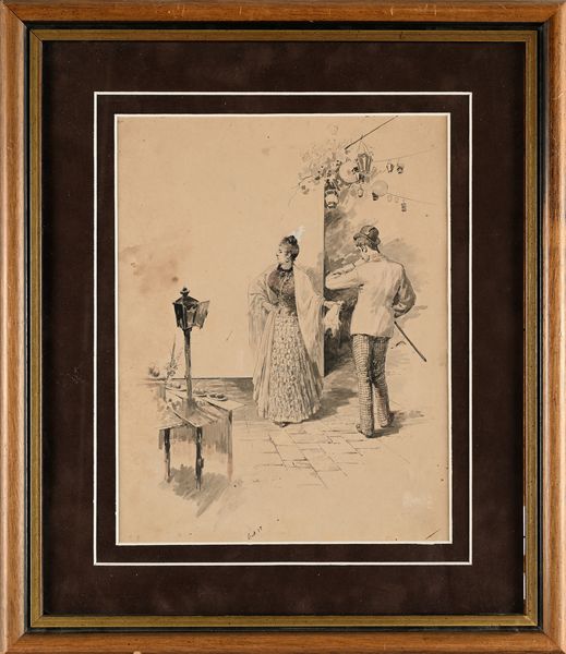 Pietro Scoppetta : Disegno per la copertina della canzone 'Lariul�'  - Asta Dipinti del XIX e XX secolo - Associazione Nazionale - Case d'Asta italiane