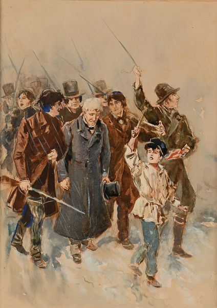 Pietro Scoppetta : La rivolta (tavola per un' illustrazione)  - Asta Dipinti del XIX e XX secolo - Associazione Nazionale - Case d'Asta italiane