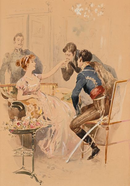 Pietro Scoppetta : Il baciamano  - Asta Dipinti del XIX e XX secolo - Associazione Nazionale - Case d'Asta italiane