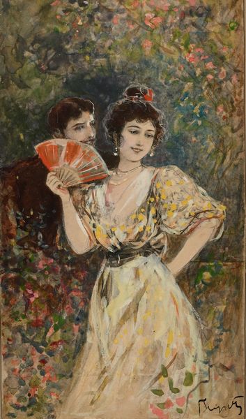 Pietro Scoppetta : Corteggiamento  - Asta Dipinti del XIX e XX secolo - Associazione Nazionale - Case d'Asta italiane