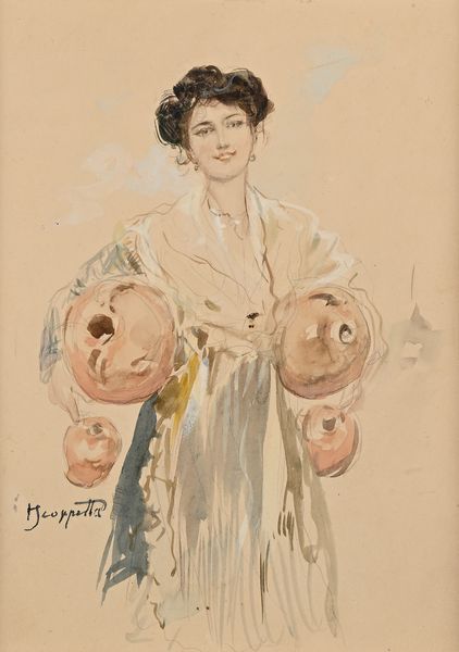 Pietro Scoppetta : L'acquaiola  - Asta Dipinti del XIX e XX secolo - Associazione Nazionale - Case d'Asta italiane