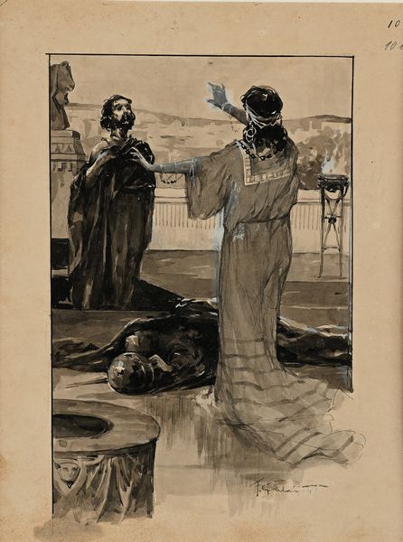 Francesco Galante : Salom con il Battista - Tavola per illustrazione  - Asta Dipinti del XIX e XX secolo - Associazione Nazionale - Case d'Asta italiane