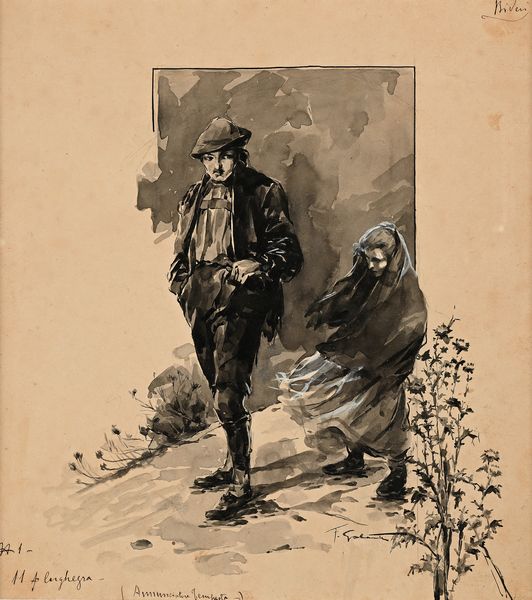 Francesco Galante : Tavola per illustrazione di Racconti della Steppa  (N.1, Annunciatore Tempesta)  - Asta Dipinti del XIX e XX secolo - Associazione Nazionale - Case d'Asta italiane