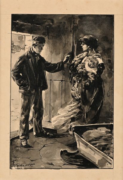 Francesco Galante : Tavola per illustrazione di Racconti della Steppa  - Asta Dipinti del XIX e XX secolo - Associazione Nazionale - Case d'Asta italiane