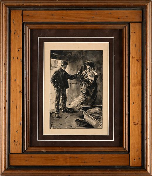 Francesco Galante : Tavola per illustrazione di Racconti della Steppa  - Asta Dipinti del XIX e XX secolo - Associazione Nazionale - Case d'Asta italiane