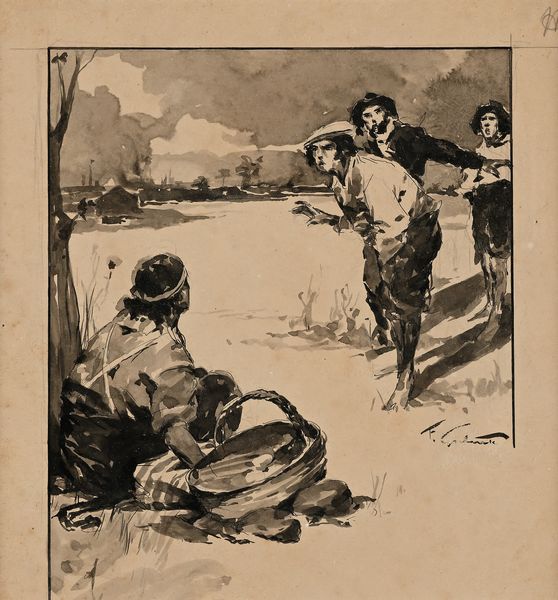 Francesco Galante : Tavola per illustrazione di Racconti della Steppa  - Asta Dipinti del XIX e XX secolo - Associazione Nazionale - Case d'Asta italiane