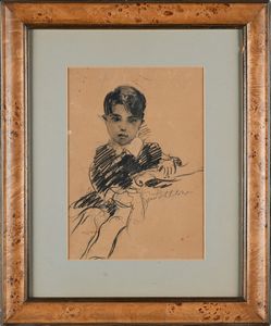 GUIDO TALLONE : Ritratto di fanciullo  - Asta Dipinti del XIX e XX secolo - Associazione Nazionale - Case d'Asta italiane
