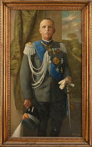 Carlo Pennacchietti : Ritratto di Vittorio Emanuele III di Savoia Re d'Italia  - Asta Dipinti del XIX e XX secolo - Associazione Nazionale - Case d'Asta italiane