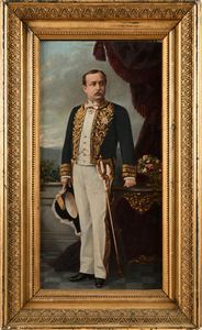 Domenico Mazzoni : Ritratto del Marchese Emanuele Beccaria Incisa di S. Stefano ambasciatore di Sua Maest  - Asta Dipinti del XIX e XX secolo - Associazione Nazionale - Case d'Asta italiane