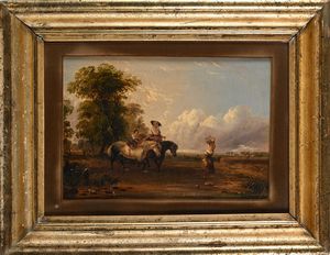 Sir Augustus Wall Callcott : 'Returning from the market' ('il ritorno dal mercato')  - Asta Dipinti del XIX e XX secolo - Associazione Nazionale - Case d'Asta italiane