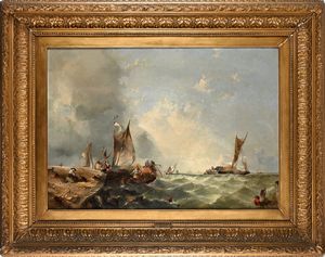 Alfred Montague : 'A fresh breeze on the Medway'  - Asta Dipinti del XIX e XX secolo - Associazione Nazionale - Case d'Asta italiane