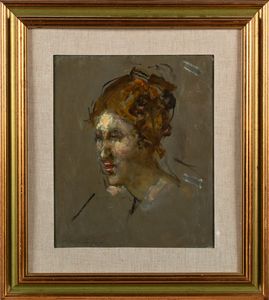 Alessio Issupoff : Ritratto di donna, studio  - Asta Dipinti del XIX e XX secolo - Associazione Nazionale - Case d'Asta italiane