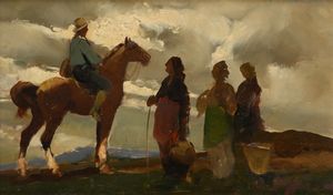 Alfredo Del Sordo - Incontro di contadini lungo la strada di campagna