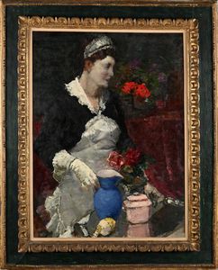 Alessio Issupoff : La domestica  - Asta Dipinti del XIX e XX secolo - Associazione Nazionale - Case d'Asta italiane