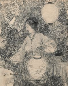 Alessio Issupoff - Giovane donna tra le lanterne luminose