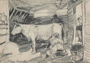 Alessio Issupoff - La mungitura nella stalla