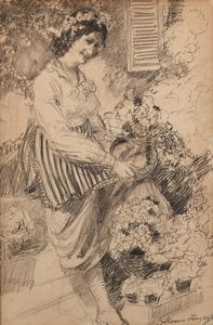 Alessio Issupoff - donna tra i vasi di fiori