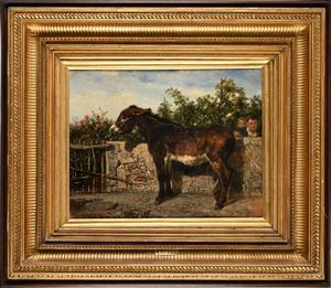 Filippo Palizzi		 : L'asinello solleticato  - Asta Dipinti del XIX e XX secolo - Associazione Nazionale - Case d'Asta italiane