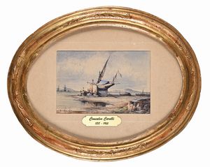 Consalvo Carelli : Veduta del golfo di Napoli da Mergellina  - Asta Dipinti del XIX e XX secolo - Associazione Nazionale - Case d'Asta italiane