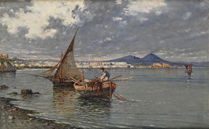 Giuseppe Carelli - Veduta di Napoli da Mergellina