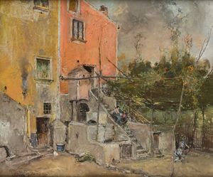 Giuseppe Casciaro - 'La casa rossa - Cava dei Tirreni'.