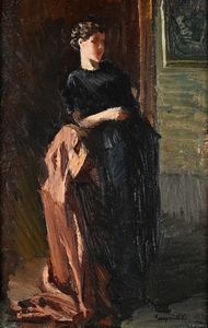 Eugenio Viti : La modella  - Asta Dipinti del XIX e XX secolo - Associazione Nazionale - Case d'Asta italiane