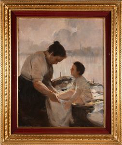 Francesco Galante : 'A Mergellina' 	  - Asta Dipinti del XIX e XX secolo - Associazione Nazionale - Case d'Asta italiane