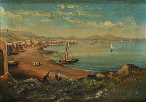 Francesco Paolo Prisciandaro - Veduta di Napoli da Mergellina