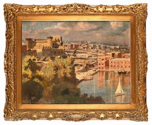 Francesco Galante : 'Antica dàrsena - Napoli - Giugno 1946'	  - Asta Dipinti del XIX e XX secolo - Associazione Nazionale - Case d'Asta italiane