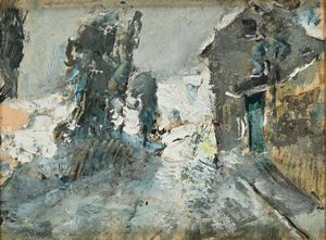 Gennaro Villani - Strada in un paese innevato	