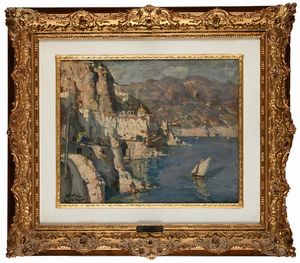 Gennaro Villani : Atrani  - Asta Dipinti del XIX e XX secolo - Associazione Nazionale - Case d'Asta italiane