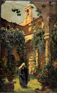 Othmar Brioschi - Suora nel chiostro di un antico convento