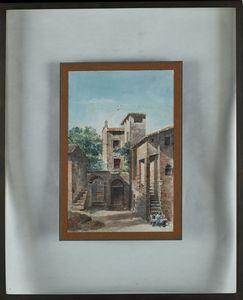 Scuola Italiana fine del XIX inizi del XX secolo : Due vedute di paese  - Asta Dipinti del XIX e XX secolo - Associazione Nazionale - Case d'Asta italiane