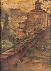 E. Zani (Scuola italiana del XX secolo) - Veduta del duomo di Todi