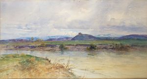 Filippo Anivitti - Riflessi sul fiume nella Campagna Romana