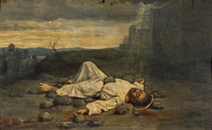 W. Conti (Scuola italiana seconda metà del XIX secolo) - Il martirio di San Tarcisio lapidato