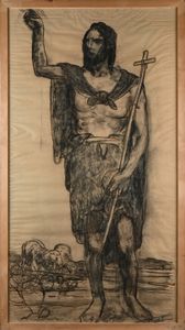 Galileo  Chini : San Giovanni Battista  - Asta Dipinti del XIX e XX secolo - Associazione Nazionale - Case d'Asta italiane