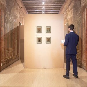 Scuola napoletana prima metà del XIX secolo : 'Venditore d'Uva'; 'Venditore di frutti di Mare'; 'Regali di frutti nei giorni di Natale';  'Regali che si usano nei giorni di Natale'  - Asta Dipinti del XIX e XX secolo - Associazione Nazionale - Case d'Asta italiane